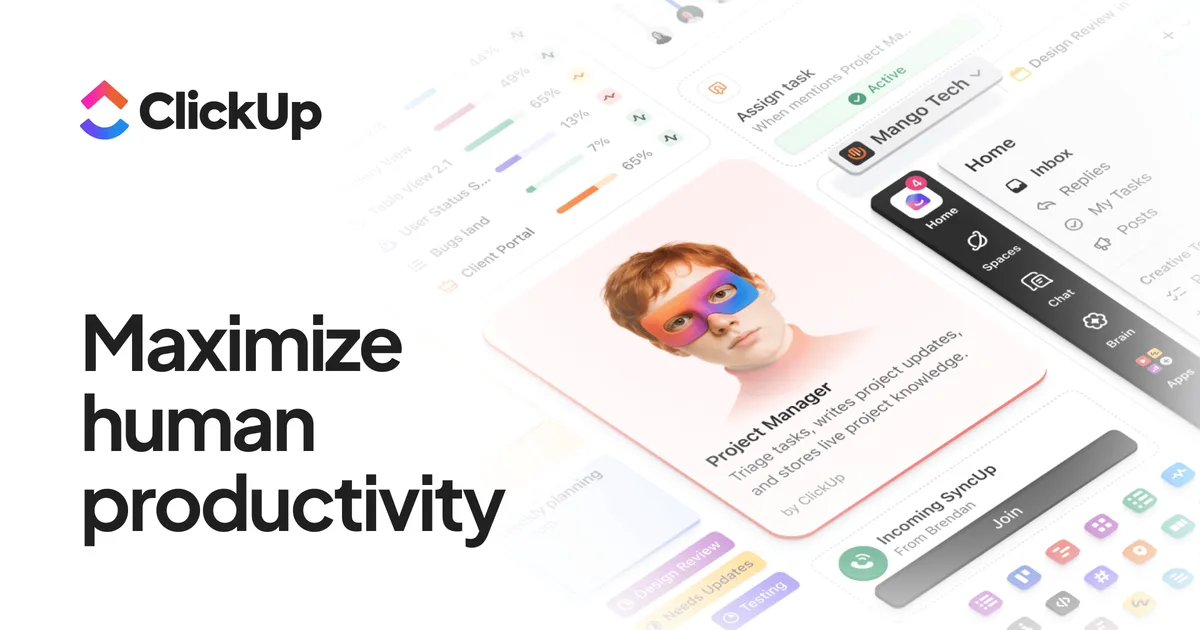 ClickUp's own social preview image promoting its all-in-one workspace