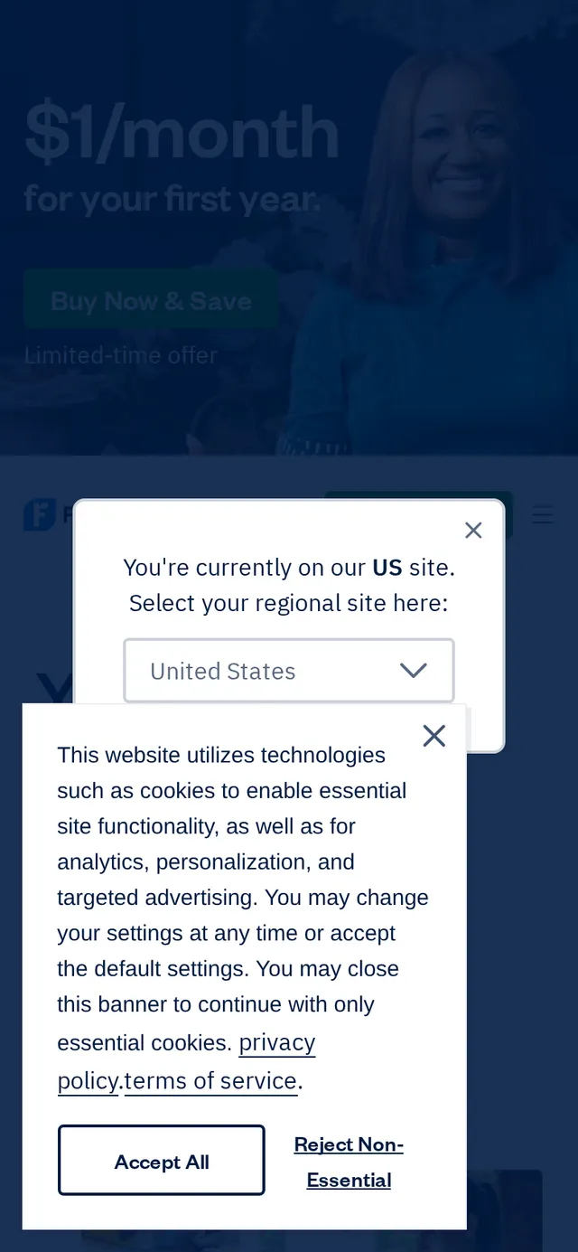 The FreshBooks homepage at 390 pixels wide
